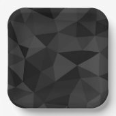 ダークグレーと黒のジオメトリメッシュパターン ペーパープレート (正面)