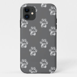 ダークグレーにキュートなスタイリッシュな足の模様 iPhone 11 ケース