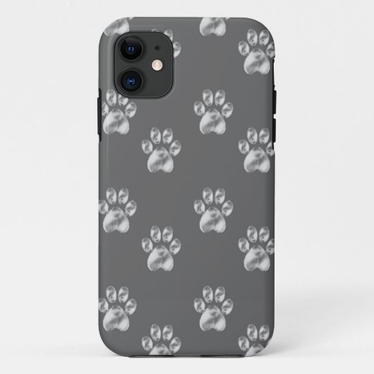 ダークグレーにキュートなスタイリッシュな足の模様 Case-Mate iPhoneケース (裏面)