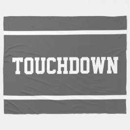ダークグレーに白文字ストライプのTOUCHDOWN スポーツデザイン フリースブランケット