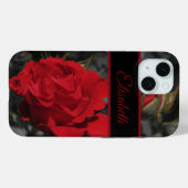 ダークグレーに赤いバラの花の巻物 Case-Mate iPhoneケース (裏面 (横))