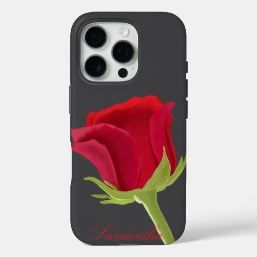 ダークグレーに赤いバラ Case-Mate iPhoneケース (裏面)