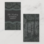 ダークグレーのエレガントなダマスク織のデザインの名刺 名刺 (正面/裏面)