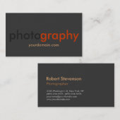 ダークグレーのオレンジ色のフォトグラファーのアーティスト名刺 名刺 (正面/裏面)