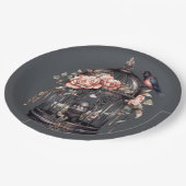 ダークグレーのゴシック色ブラックピンクバードシャワー ペーパープレート (アングル)