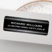 ダークグレーのサテンとシルバーの縁ど差出人住所 ラベル