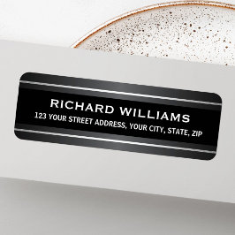 ダークグレーのサテンとシルバーの縁ど差出人住所 ラベル