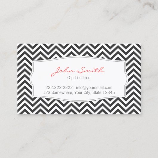 ダークグレーのシェブロン光学専門家は縞で飾ります 名刺 (正面)