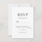 ダークグレーのシックなミニマリストのエレガントな結婚式 出欠カード (正面)