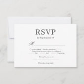 ダークグレーのシックなミニマリストのエレガントな結婚式 出欠カード (正面)