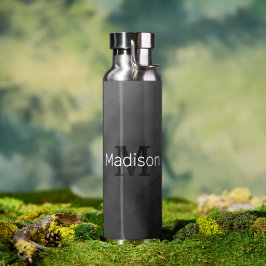 ダークグレーのジオメトリメッシュパターンモノグラム ウォーターボトル