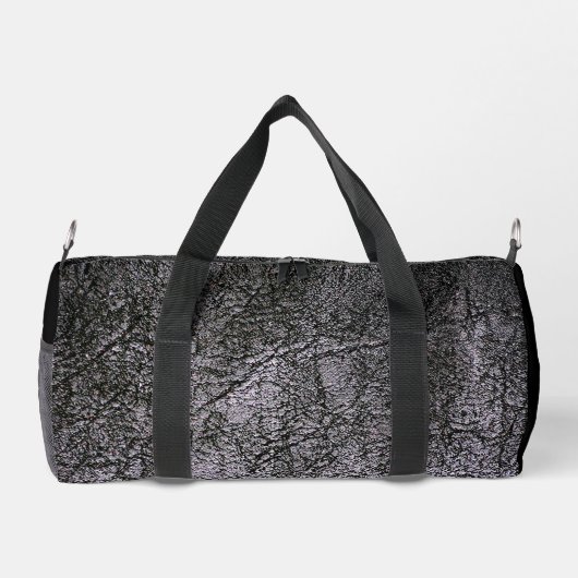 ダークグレーのテクスチフェイクャ革 ダッフルバッグ (裏面)