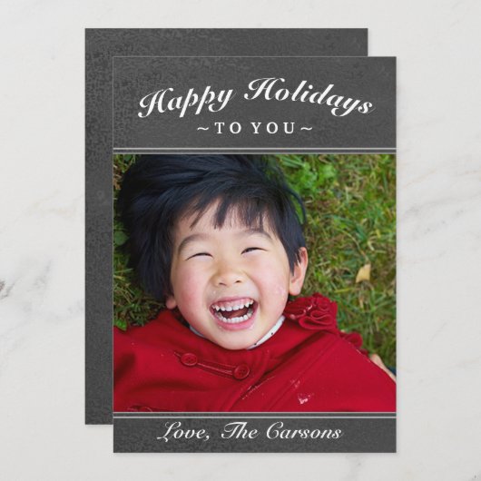 ダークグレーのテクスチャ写真カード - 楽しいホリデーシーズン シーズンカード (正面/裏面)