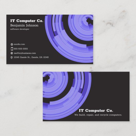 ダークグレーのパープルテック 名刺 (正面/裏面)