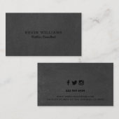 ダークグレーのフェイクレザーテクスチャ背景 名刺 (正面/裏面)