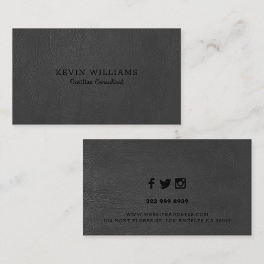 ダークグレーのフェイクレザーテクスチャ背景 名刺 (正面/裏面)