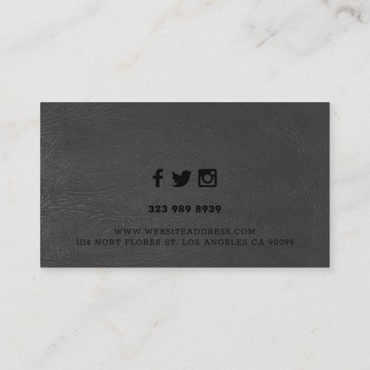 ダークグレーのフェイクレザーテクスチャ背景 名刺 (裏面)