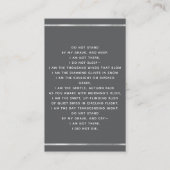 ダークグレーのフォトクロスのアーチ葬儀祈りの言葉カード 名刺 (裏面)