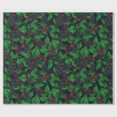 ダークグレーのブラックベリー ラッピングペーパー (フラット)