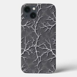 ダークグレーのブランチテクスチャーリリーフ付きiPhoneケース iPhone 13ケース