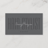 ダークグレーのヘアスタイリストの写真QRコード 名刺 (正面)