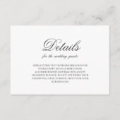 ダークグレーのミニマリストのシックなフォント結婚ズ エンクロージャーカード (正面)