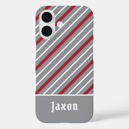 ダークグレーのミニマル赤と白スストライプグレー Case-Mate iPhoneケース (裏面)