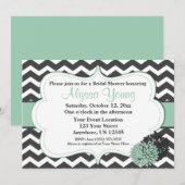 ダークグレーのミント チェビー 招待状 (正面/裏面)