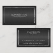 ダークグレーのメタリック仕上げ背景 名刺 (正面/裏面)
