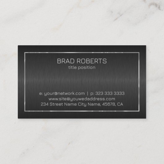ダークグレーのメタリック仕上げ背景 名刺 (裏面)