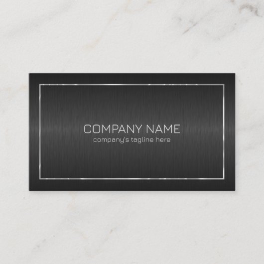 ダークグレーのメタリック仕上げ背景 名刺 (正面)