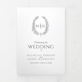 ダークグレーのモノグラムリースの物語結婚の献身 三つ折りプログラム