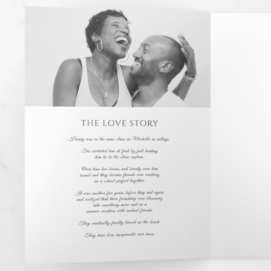 ダークグレーのモノグラムリースの物語結婚の献身 三つ折りプログラム (内部最初)