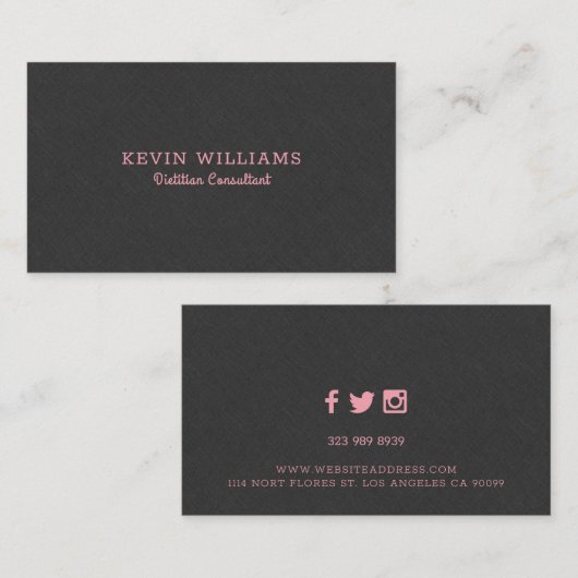 ダークグレーのリネンフェイクテクスチャの背景 名刺 (正面/裏面)