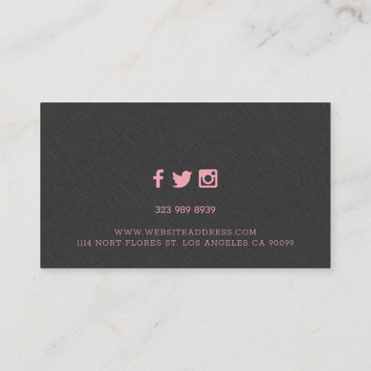 ダークグレーのリネンフェイクテクスチャの背景 名刺 (裏面)