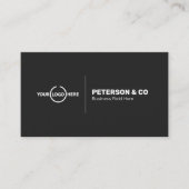 ダークグレーのロゴ付きミニマリストモノグラム 名刺 (正面)