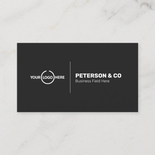 ダークグレーのロゴ付きミニマリストモノグラム 名刺 (正面)
