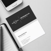 ダークグレーのロゴ付きミニマリストモノグラム 名刺