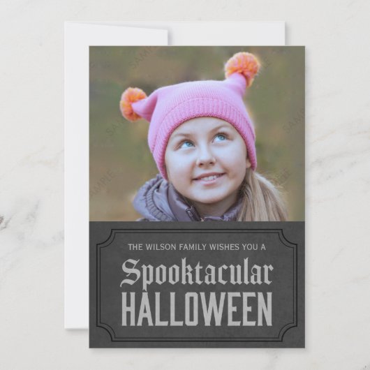 ダークグレーの不気味なハロウィーンの写真 カード (正面)