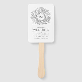 ダークグレーの円葉線モノグラム結婚式 ハンドファン