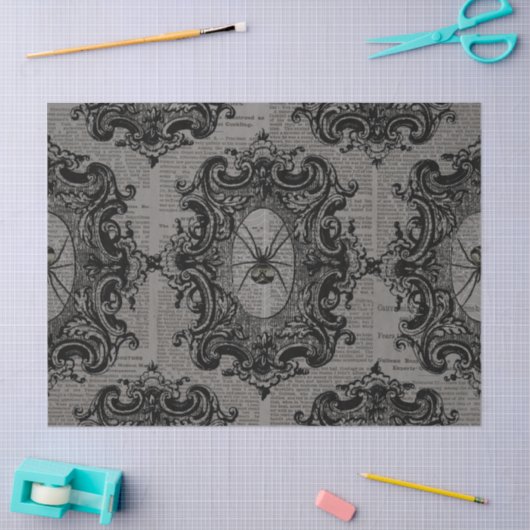 ダークグレーの切り離し上の大きいフレームのスパイダー 薄葉紙 (クラフト)