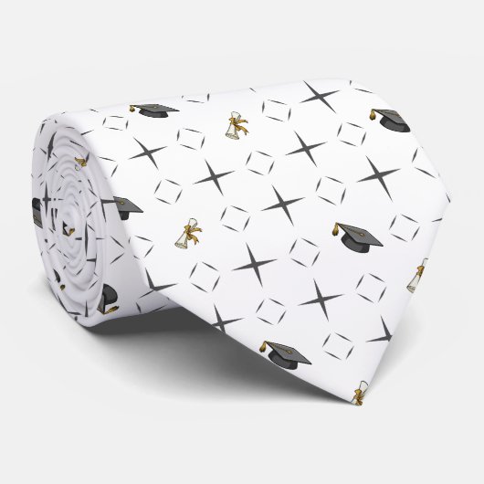 ダークグレーの卒業帽と卒業証文 ネクタイ (ロール)