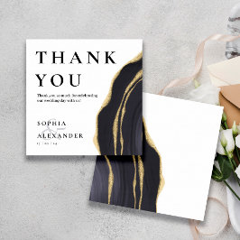 ダークグレーの宝石と金ゴールドサンキューカード