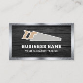 ダークグレーの木鋼手挽き人大工 名刺 (正面)