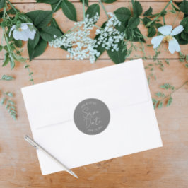 ダークグレーの様式化された結婚式の日付を保存 ラウンドシール