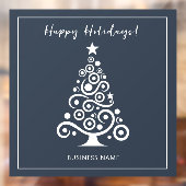 ダークグレーの背景に白いクリスマスツリーのホリデーシーズンにぴったりなデザイン ウィンドウサイン (シート2)