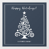 ダークグレーの背景に白いクリスマスツリーのホリデーシーズンにぴったりなデザイン ウィンドウサイン (シート)