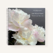 ダークグレーの記念碑に白い牡丹が3つ ノートブック (正面)