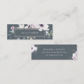 ダークグレーの赤面そして柔らかいすみれ色の花柄 スキニー名刺 (正面/裏面)