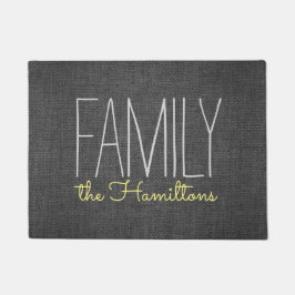 ダークグレーの黄色の素朴でシックな家族のモノグラム ドアマット